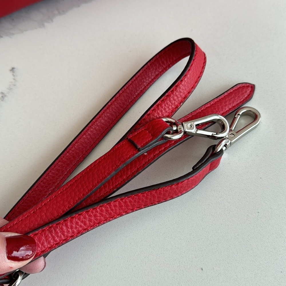 MADE IN FRANCE Lancaster M Bag Adele red satchel crossbody strap saffiano $229 - Picture 6 of 16